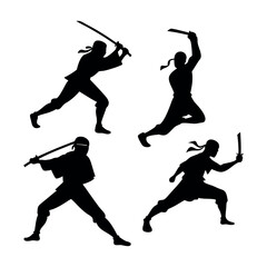 Karate Man Vector Silhouette – Martial Arts Fighter Clip Art in Action Pose