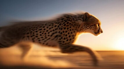 Cheetah running in the sunset - Powered by Adobe