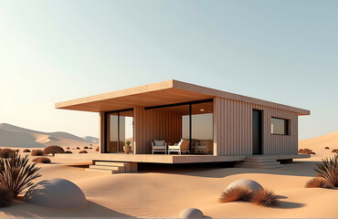 desert villa using recycled shipping containers futuristic parametric design photorealistic