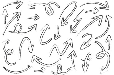 Creative pack of sketched arrows in hand drawn red and black ink, perfect for abstract infographics, motion guides, and visual communication.