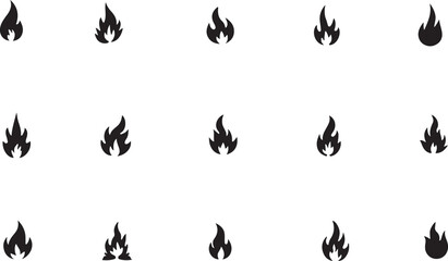 A fiery vector illustration set of black flame, leaf, and wing silhouettes creates a dynamic nature-inspired symbol