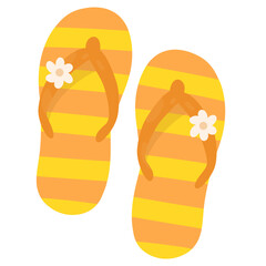 Colorful Striped Cartoon Flip Flops with Floral Details for Summer Beach Vacation. Perfect for Travel & Leisure, Summer, Beach, Vacation, Resort Wear, Poolside Themes