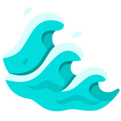 Obraz premium Stylish Cartoon Ocean Wave Icon for Summer Vacation and Beach Theme, Suitable for Vacation, Beach, Summer, Sea, Holiday