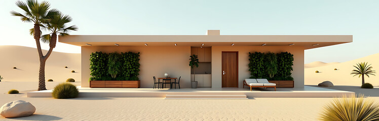 desert villa featuring vertical vegetable gardens minimalist scandinavian style photorealistic