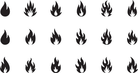 Vector illustration set of wheat ears and floral fire flame icons