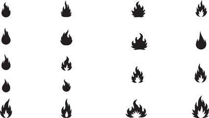 Abstract black fire flame and floral swirl elements vector illustration set