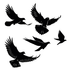 Flying Pigeon Silhouette Vector – Minimalist Bird Clip Art for Nature and Peace Concepts
