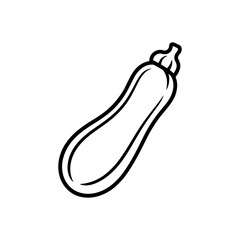 Line art illustration of a single zucchini