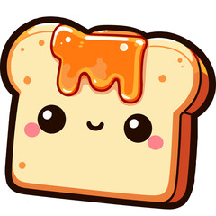 Adorable kawaii-style dessert with happy face and pastel colors, full of charm and sweetness.