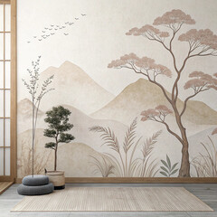 Elegant Seamless Botanical Pattern with Hand-Drawn Leaves in Earth Tones

