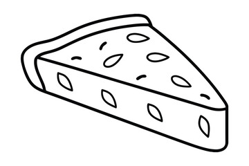 Delicious slice of almond pie line drawing illustration