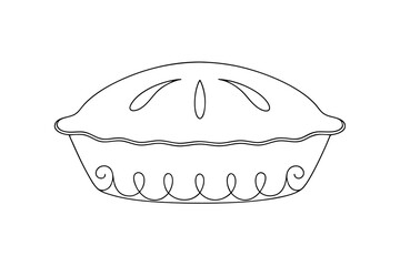 Delicious pie line drawing simple illustration