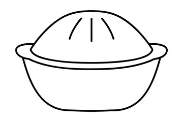 Simple line drawing of a covered bowl or dish