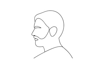 Minimalist line drawing of a man's profile