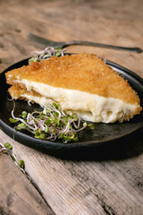 Crispy Fried Cheese Cutlet Black Plate