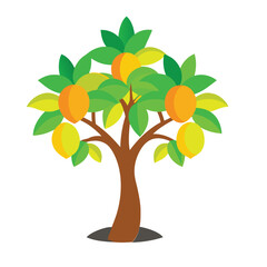 Obraz premium Mango Tree Vector Icon, Thin Line Tropical Nature Symbol