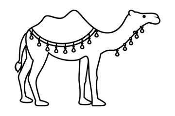 Decorated camel line drawing simple illustration