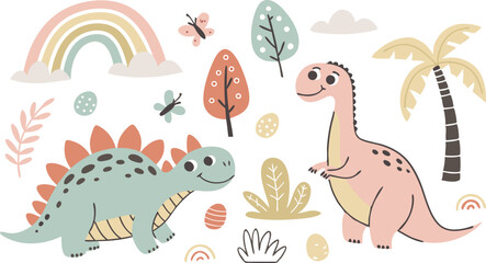 Cute marina life set with fish, whales, seaweed, marina elements for your design, childish hand drawn sea elements. playful and colorful vector illustration of cute underwater sea animals in a cartoon