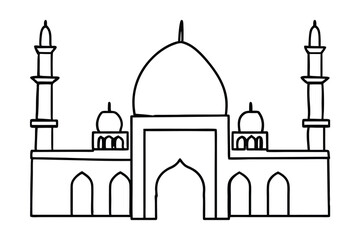 Simple line drawing of a mosque islamic architecture
