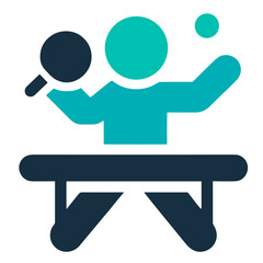 Stylized vector of table tennis player with paddle and ball vector illustration on transparent background representing speed, precision, and competitive spirit in ping pong