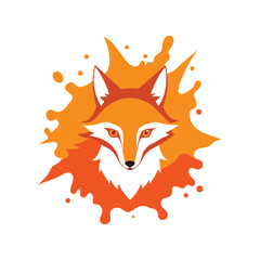 Obraz premium fox head emerging from paint splash vector