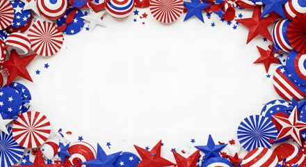Obraz premium Patriotic Stars and Circles Frame 4th of July Background Design