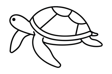 Simple line drawing of a cute sea turtle