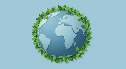 Earth Day awareness poster – green leaf patterns over a globe silhouette, centered message zone for environmental slogan