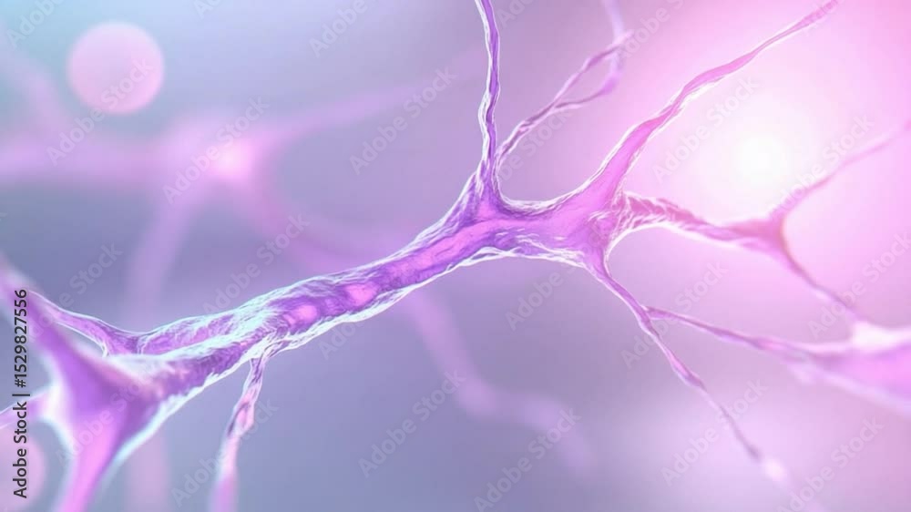 Fototapete Neural Network Connection: Microscopic view of a vibrant neural network connection, showcasing intricate details and the complex communication pathways of the brain.