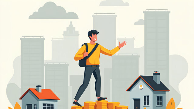 investor building a balanced portfolio with a mix of stocks, bonds, and real estate