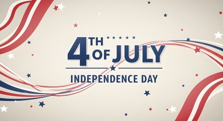 Celebrating 4th of July Independence Day Festive Design with Swirling Stripes and Stars