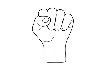 A clenched fist line drawing hand gesture power strength