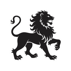 heraldic lion realistic silhouette vector art