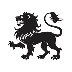 heraldic lion realistic silhouette vector art