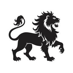 heraldic lion realistic silhouette vector art