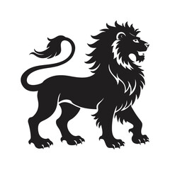 heraldic lion realistic silhouette vector art