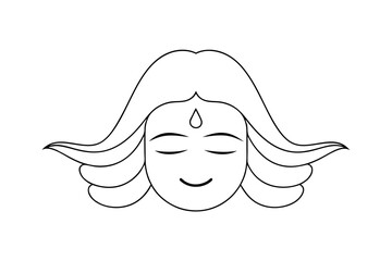 Serene woman line drawing peaceful face goddess