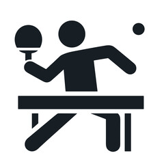 Stylized vector of table tennis player with paddle and ball vector illustration on transparent background representing speed, precision, and competitive spirit in ping pong