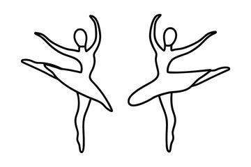 Elegant line drawing of two ballerinas in pose © Sumon