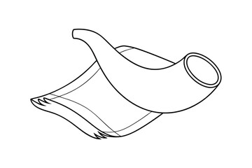 Rosh hashanah shofar and tallit line drawing illustration