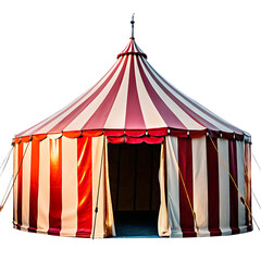Classic red and white circus tent isolated on a white background