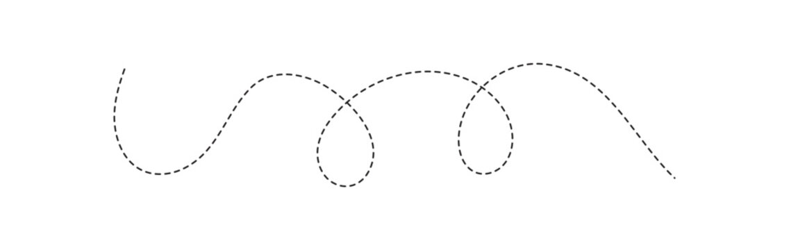 abstract dotted line. Hand drawn curve dotted line vector set.