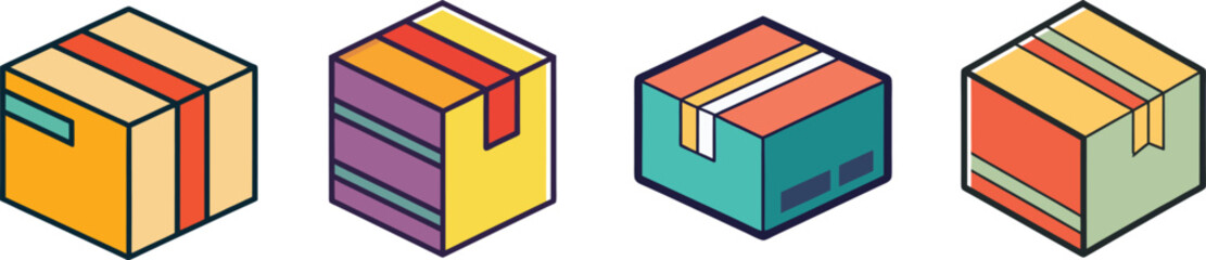 Package Flat Illustration  Simple Shipping Parcel Box Vector in Flat Style