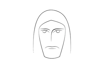 Minimalist line drawing of a woman's face
