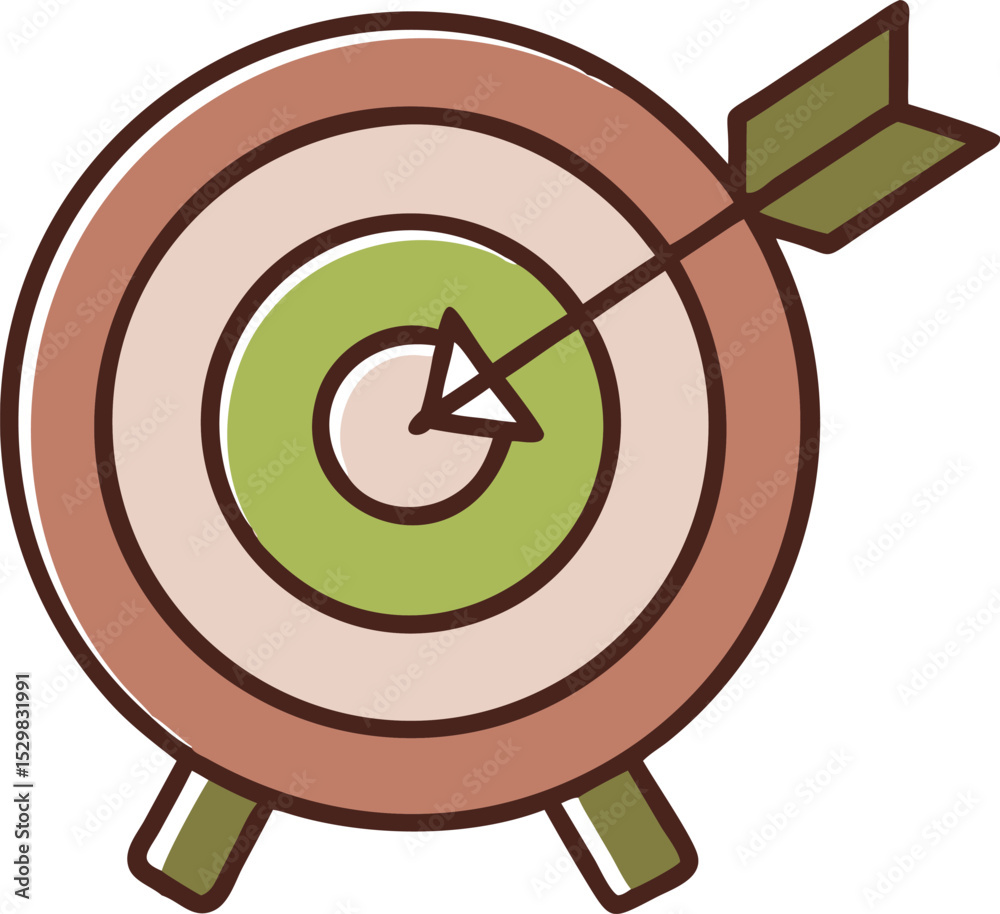 Poster clean line target icon with arrow isolated on transparent background