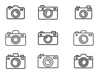 Collection of camera line icon vector isolated on white background 