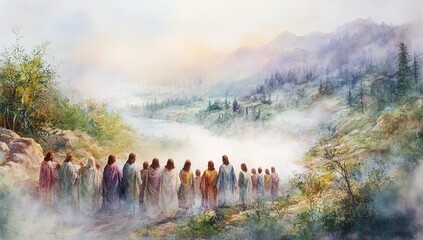Clerics in a calm mountain setting