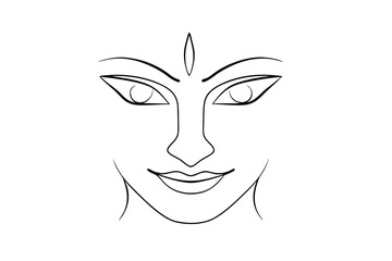 Simple line drawing of a woman's face with bindi