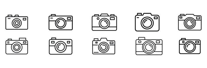 Collection of camera line icon vector isolated on white background 