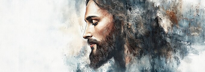 Calm figure with long hair and beard